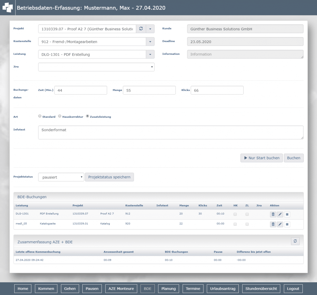 advanter WEB BDE Betriebsdaten erfassen mit der advanter WEB BDE