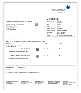 Beispiel Lieferschein mit QR Codes für Paketerstellung Beispiel Lieferschein mit QR Codes für Paketerstellung